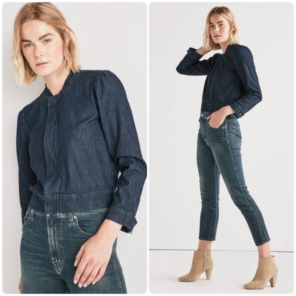 Lucky Brand True Indigo Bomber Denim Bomber Jacket - Picture 3 of 14